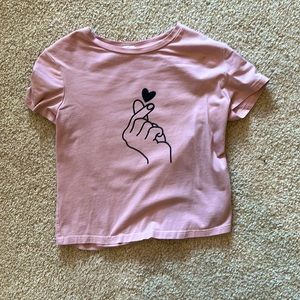 cropped t-shirt, shein, pink, XS